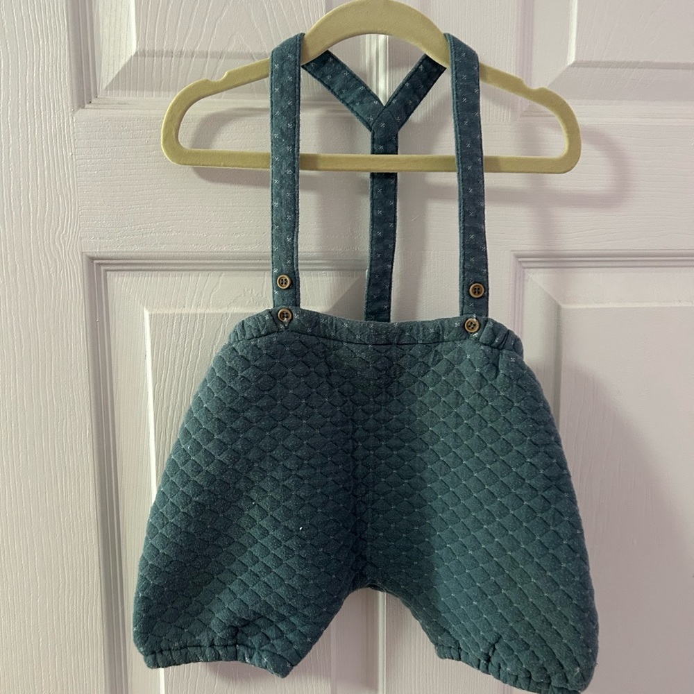 Bout’chou Quilted Bloomers, green/white spots (12 months)
